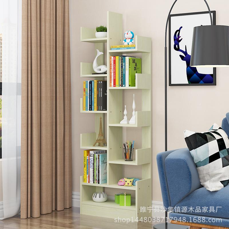 YMP-SJ-0简约现代厅架树意形置物儿童学生实木组合小书柜客书架落
