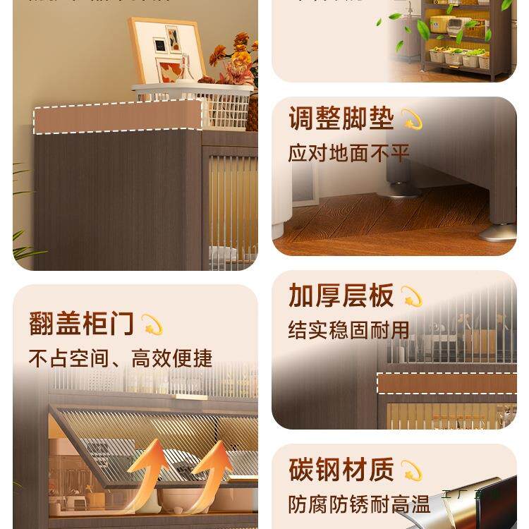 钢制物书柜带门胡木纹儿童书架尘F9985S9H收纳防储柜一体靠桃墙落