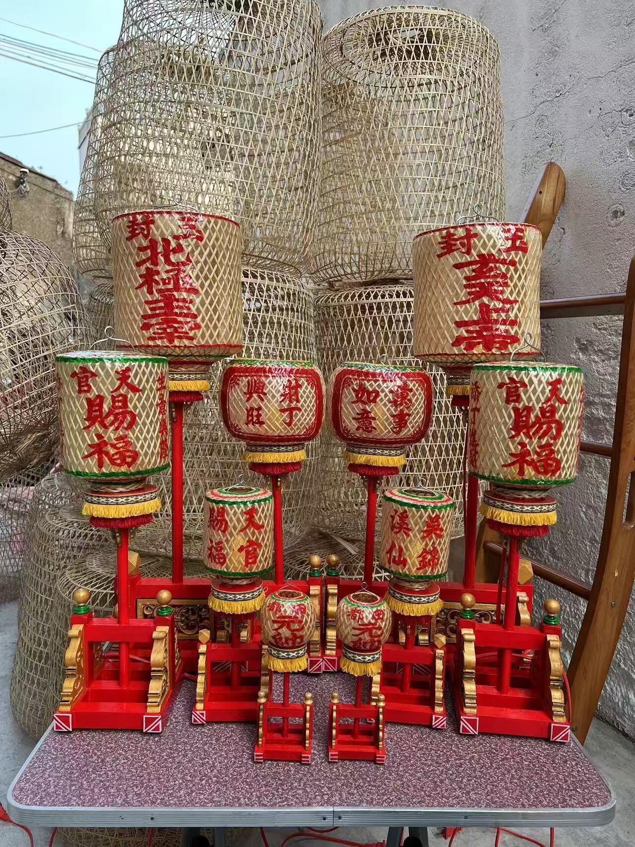 潮汕竹编油纸迷你小高灯笼传统拜神供灯创意中式手工艺品桌面摆件