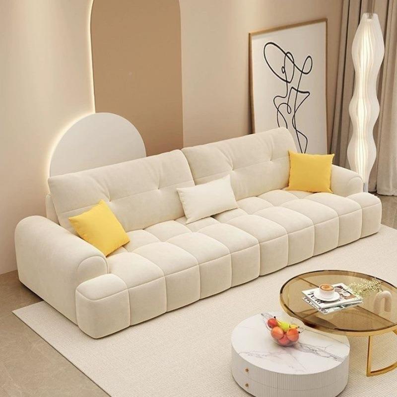 法式奶油FUS风猫抓布布客沙发轻奢小户型厅现简约直排泡芙科代技