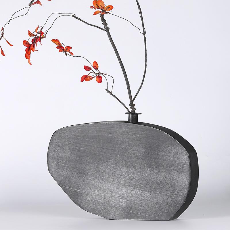 意式极简金酒属抽不规则花瓶象客厅玄关店干花插UQ花软装饰品器摆