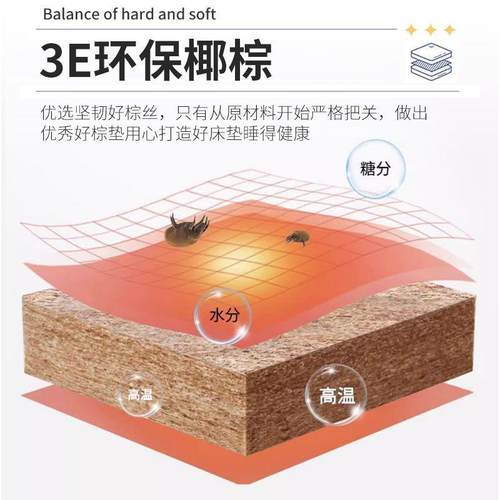 椰床硬垫子家用1.8m可叠LEM卧室出租房屋儿童1折棕.5m棕榈床垫垫