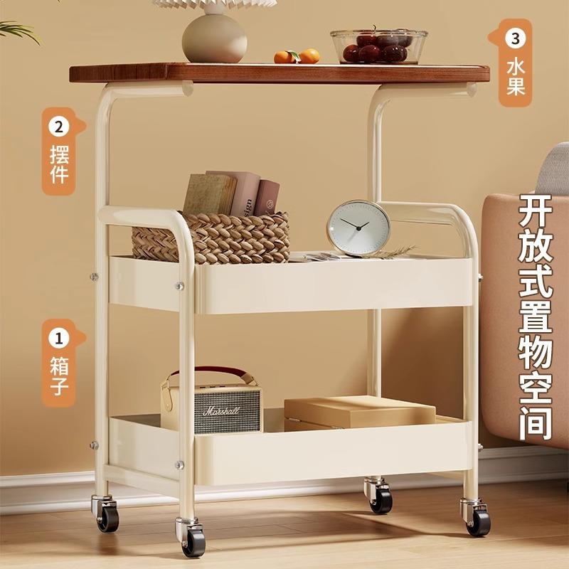 边沙发可移动轮茶几客厅边柜小桌带子家用置卧室床边桌床几头HZY