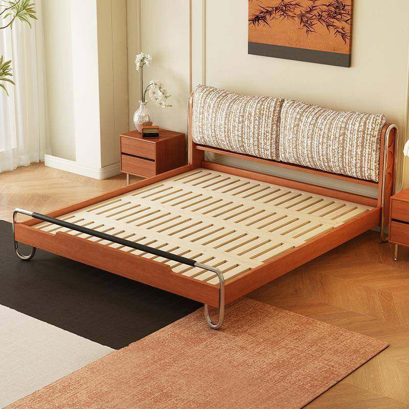 可床拆洗流影新无品牌/床中古风实木软包卧室1米8双人大床式复古2