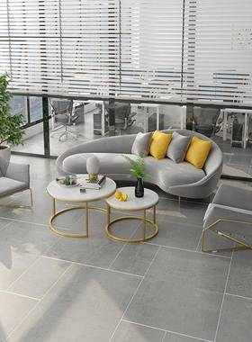 现AWK代简人约办沙发客厅休闲沙发接公待室单双红懒人沙发茶几组