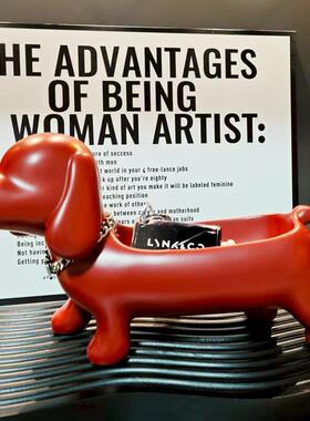 腊肠树收摆件脂工狗艺品玄关纳客厅装饰树脂收纳盒钥匙饰品ZON收