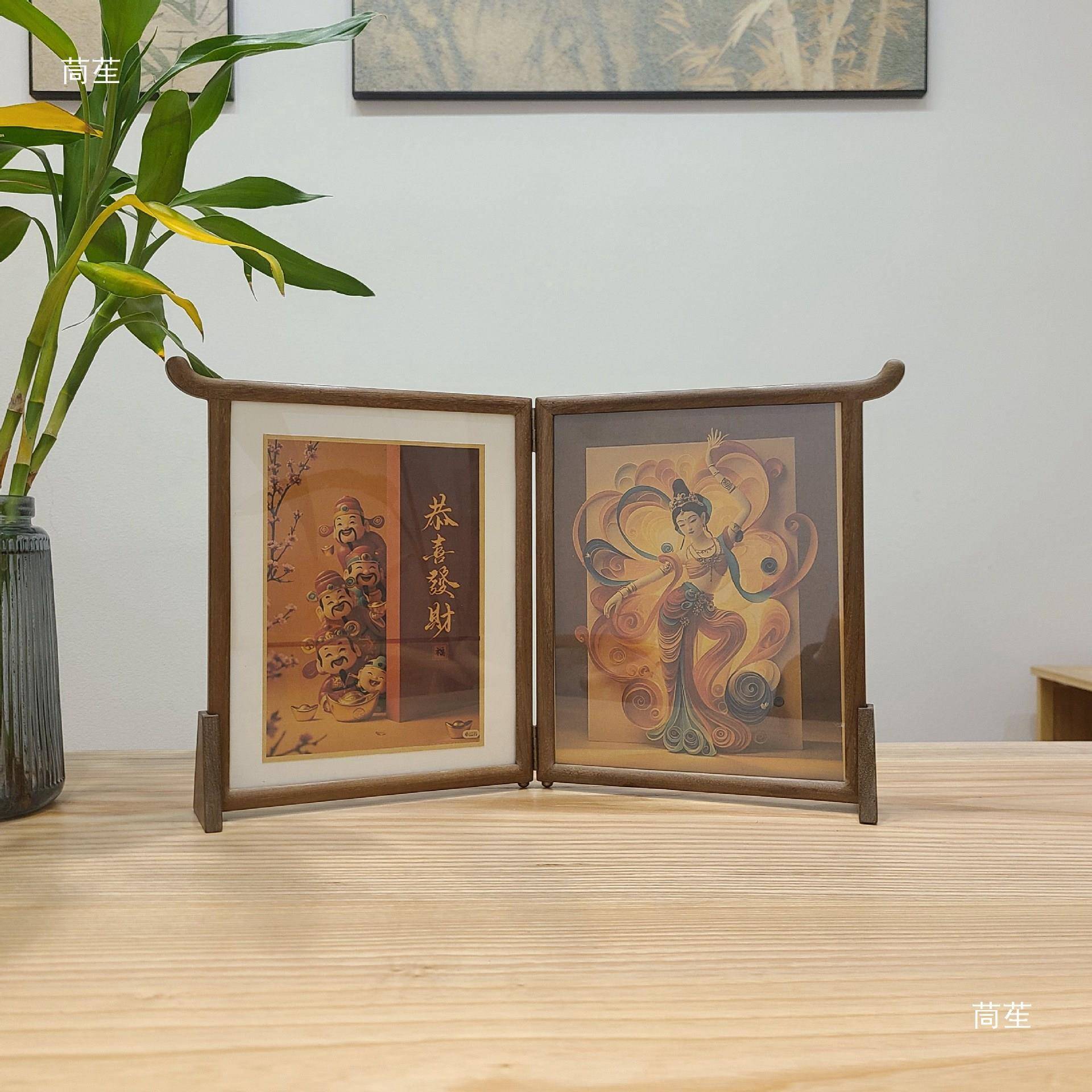 桌面屏风展示画木框相4框摆台小屏实书法风展示框国画装tlzn$*&%