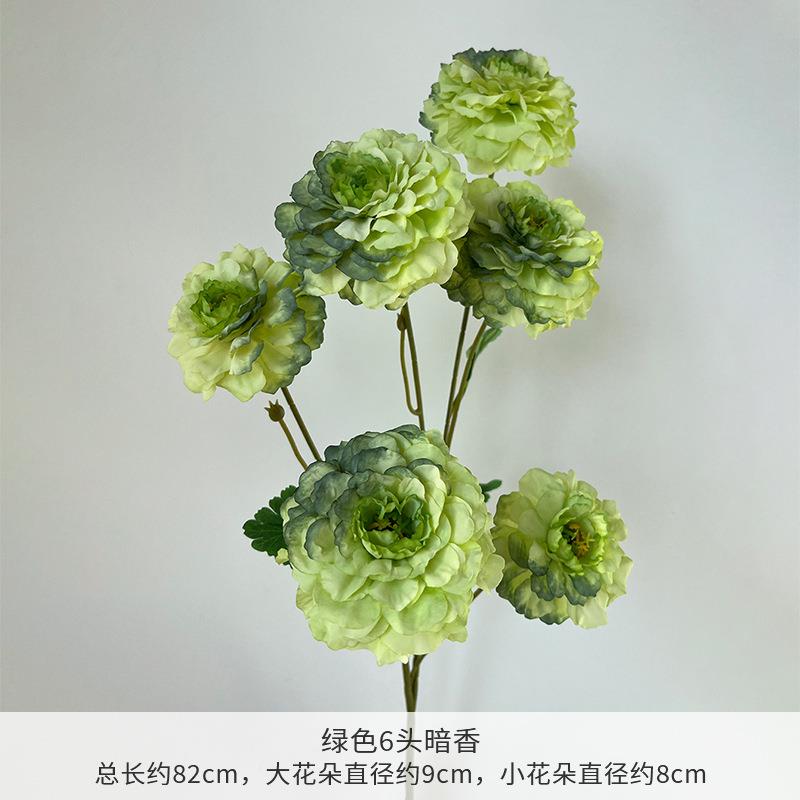 婚仿真花6道头暗锦鲤牡丹庆花艺DKM婚礼堂装饰香假花酒店软装具花