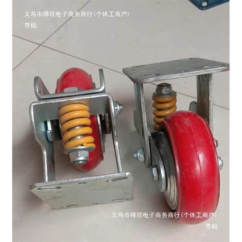 轮6寸镀锌弹簧震脚轮手推车脚轮铁芯轮聚氨减酯轮GON带刹车