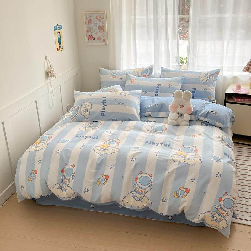小清新印三花纯棉四件套棉通UIZ秋冬卡儿童被套床全单床笠件套品
