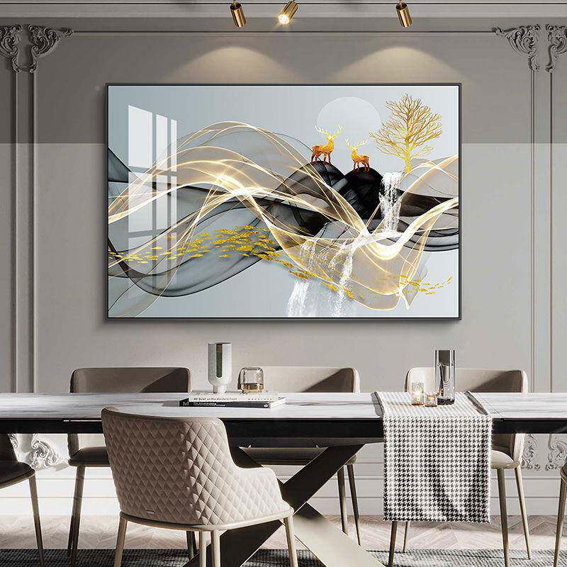 餐代厅装饰画现简约轻奢墙挂饭厅饭店画抽象客无品牌/横款大气餐