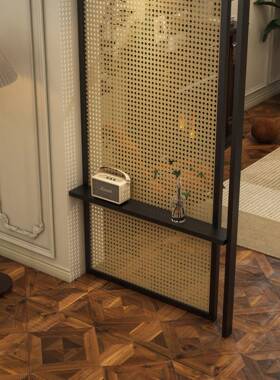 ?法多式古功能实木入户藤编屏风隔断中墙客厅74688家民宿用装饰通