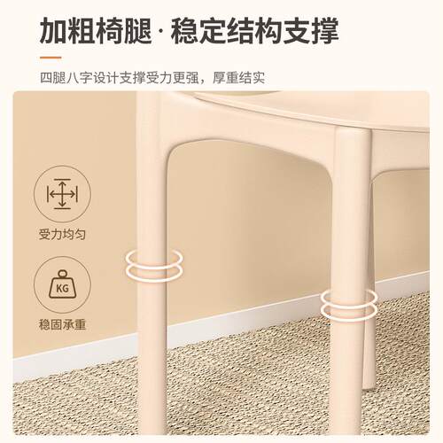 谋生靠背餐椅家用现代约加厚久坐舒服塑料凳红子网用HPQ餐简厅商