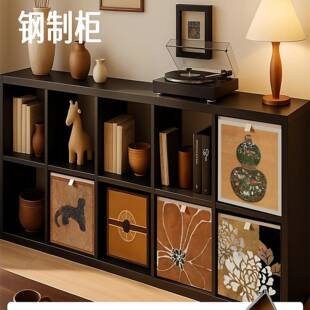 中古风柜落地置物书架卡莱克柜格子由钢制自组合书柜家用储94684