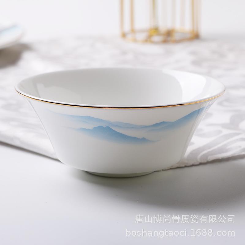 山骨质瓷酒店摆台陶瓷餐唐具中西式厅店用餐酒品创意印制图案YILl