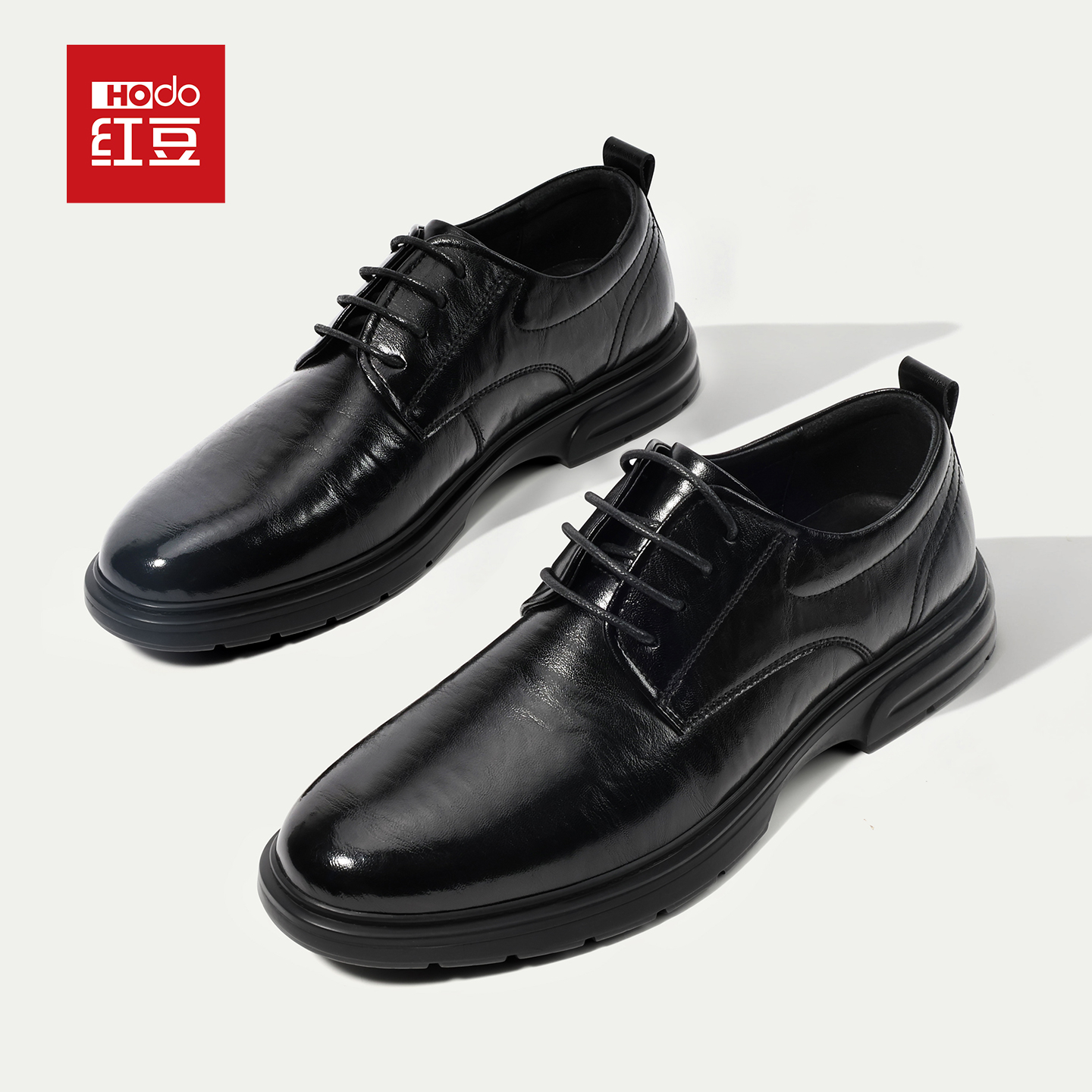 林更新同款真皮红豆新郎鞋正装