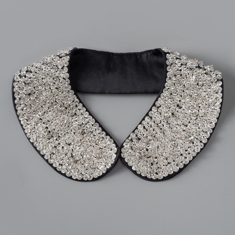 重工钉珠假领子黑色雪纺衬衫假衣领单独小领子神器万能衣领装饰领