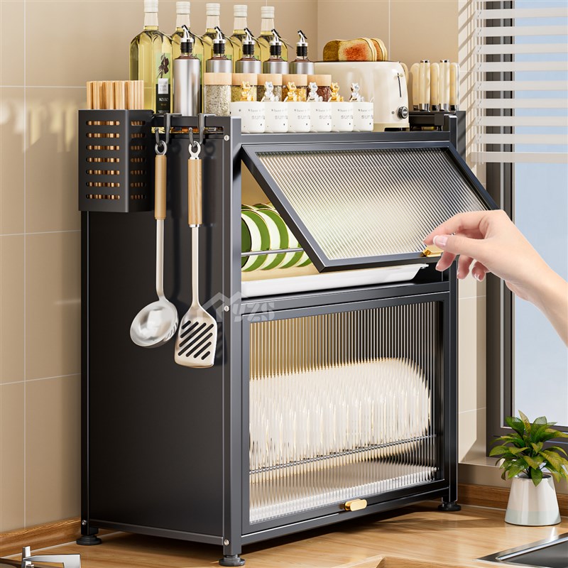厨房储物柜收纳柜橱柜子多层多功能带门防尘餐边柜餐具柜碗柜家用