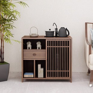 北美黑胡桃木新中式小茶台茶水柜办公室茶边柜茶桌侧边柜客厅茶台