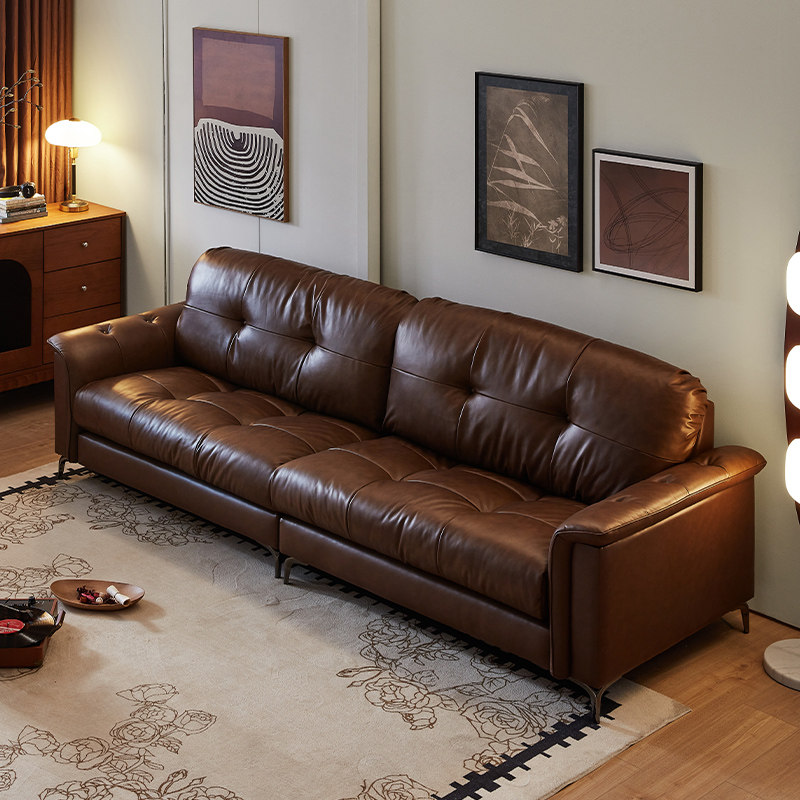 羽瑞美式法式真皮复古沙发直排北欧中古风三人位油蜡头层牛皮追忆,住宅家具,皮艺沙发,淘宝优惠券,粉丝福利购,淘宝优惠卷