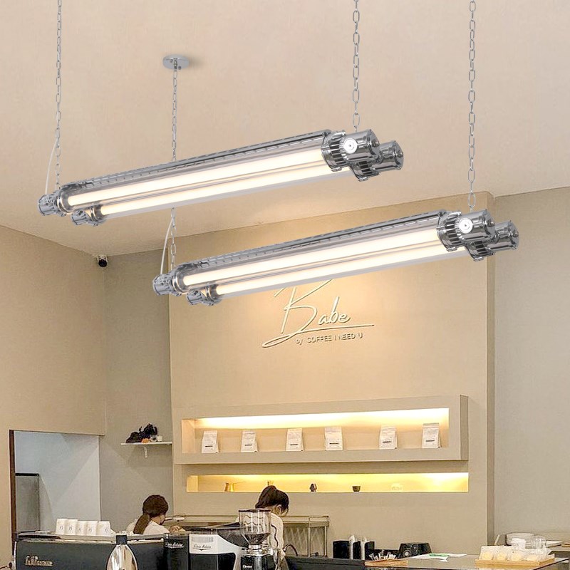 复古铸铝吊灯美式长管工业风服装店餐厅吧台店铺商用酒吧银色吊灯