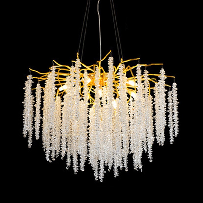 轻奢水晶吊灯客厅灯北欧简约现代大气主卧室新款树枝饭厅套餐灯具