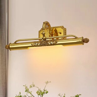 镜画灯油画灯照画灯全铜镜前灯法式 复古浴室卫生间梳妆台壁灯 欧式