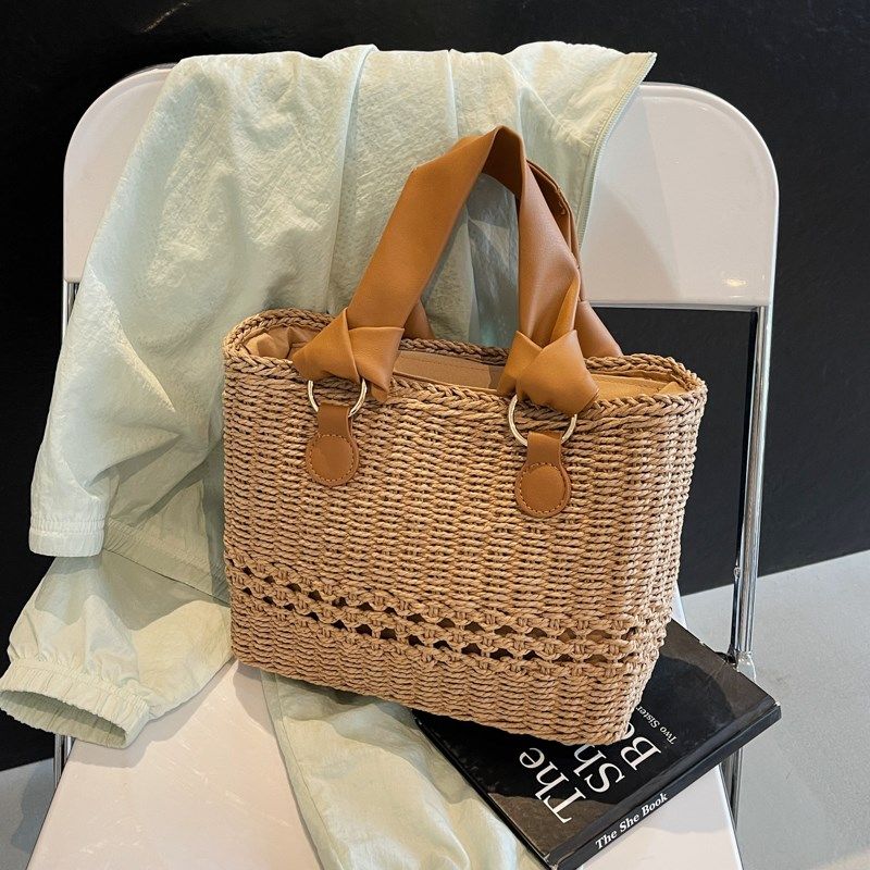 小众设计编织手提水桶包女2024新款度假沙滩包夏季爆款网红草编包,箱包皮具/热销女包/男包,水桶包,淘宝优惠券,粉丝福利购,淘宝优惠卷