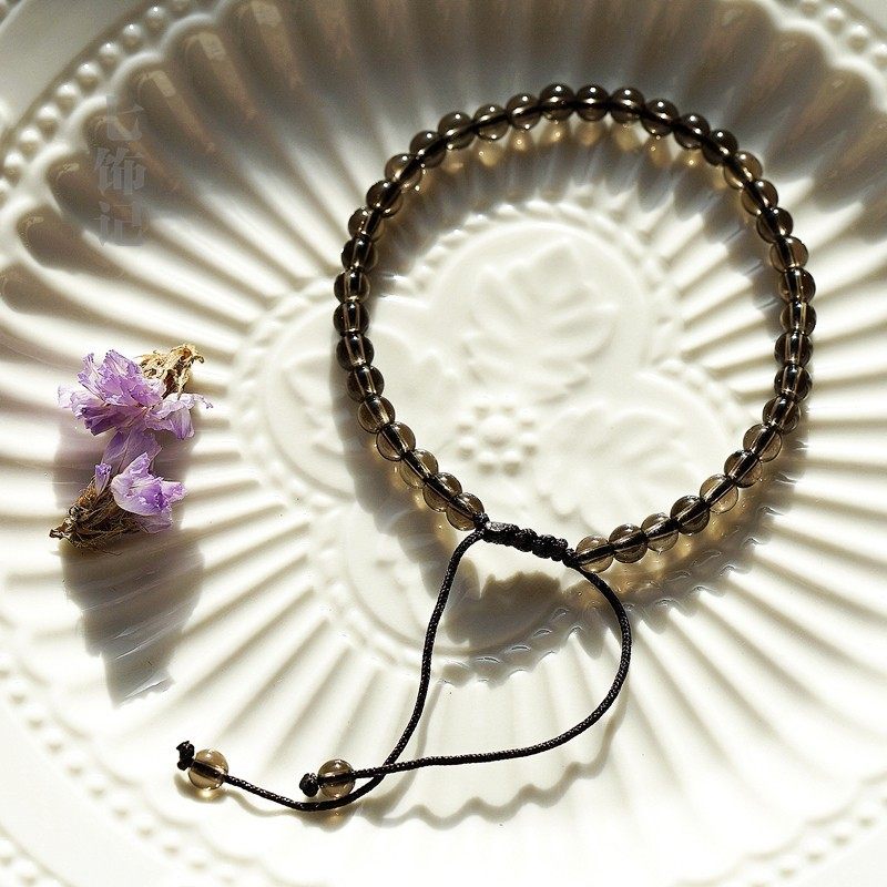 除霉运!7A烟晶茶晶珠珠手链水晶手链男手串脚链学生情侣简单大方