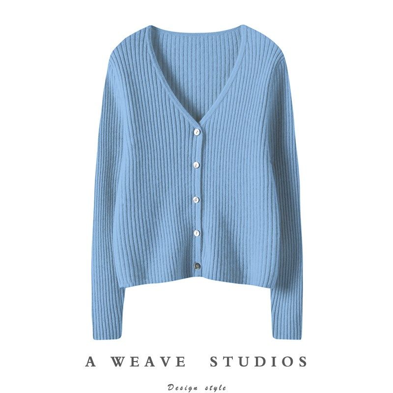 腔调范儿骨感十足!纯羊绒开衫女V领坑条修身短款羊绒毛衣女外套,女装/女士精品,羊绒衫,淘宝优惠券,粉丝福利购,淘宝优惠卷