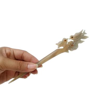 发箍盘发簪子天然牛角雕刻 美眉选择牛角发簪 精美古典头饰小商品