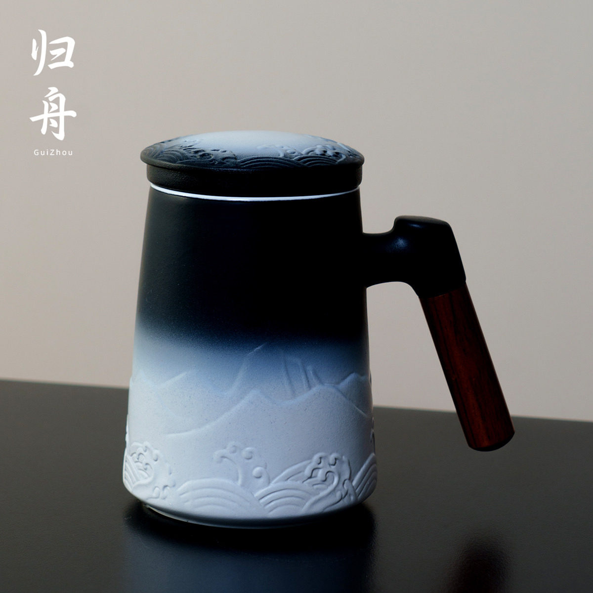 国潮文创陶瓷茶水分离带盖过滤送长辈老师定制专用高级马克杯男女图片