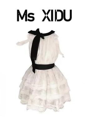 Ms XIDU天鹅之梦12m大裙摆覆古盛宴洋装甜美系带蕾丝娃娃裙夏季