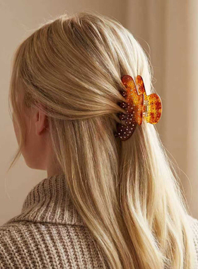 URRYKID经典醋酸高端抓夹满钻玳瑁轻奢鲨鱼夹纯色环保好看的发夹