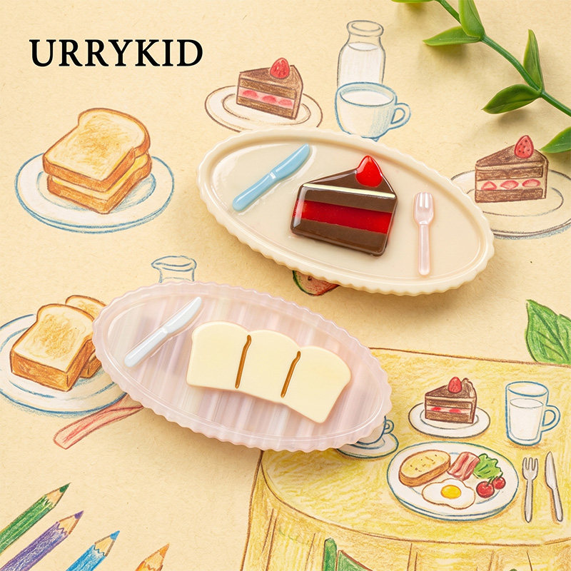 URRYKID原创设计【茶话会】吐司餐盘发夹 醋酸材质边夹可爱鸭嘴夹