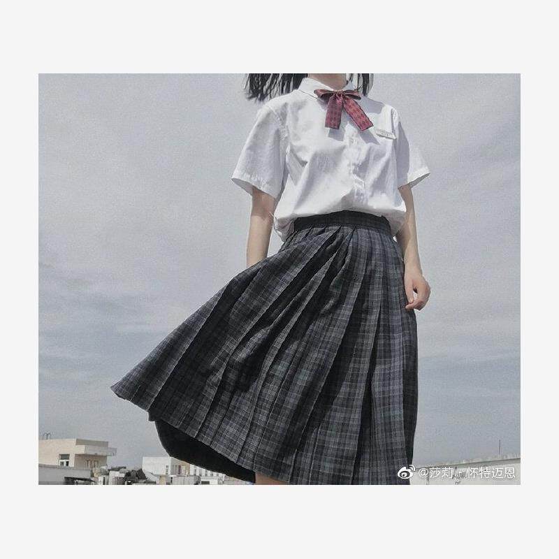 【深夜幻境】#海苔#墨绿格优等生JK制服格裙学院中长百褶裙半身裙