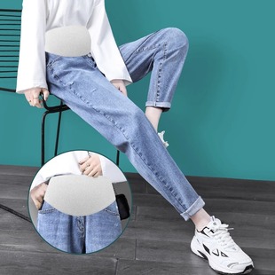 九分罗卜老爹裤 孕妇裤 春秋2023新款 加绒加厚外穿哈伦牛仔裤 子冬季