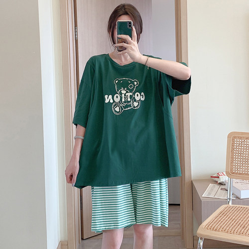 月子服哺乳短袖短裤套装孕妇睡衣夏季薄款产后家居服加大码200斤