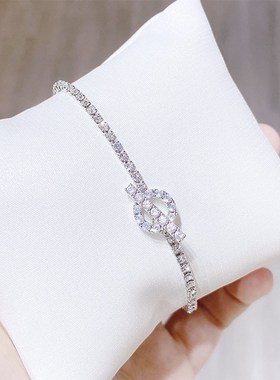 韩版简约个性手环时尚锆石水晶手链女气质学生百搭森系手饰品手镯