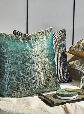 七帆家居简约现代样板间沙发客厅卧E室绿色黑色方枕大靠包靠垫抱