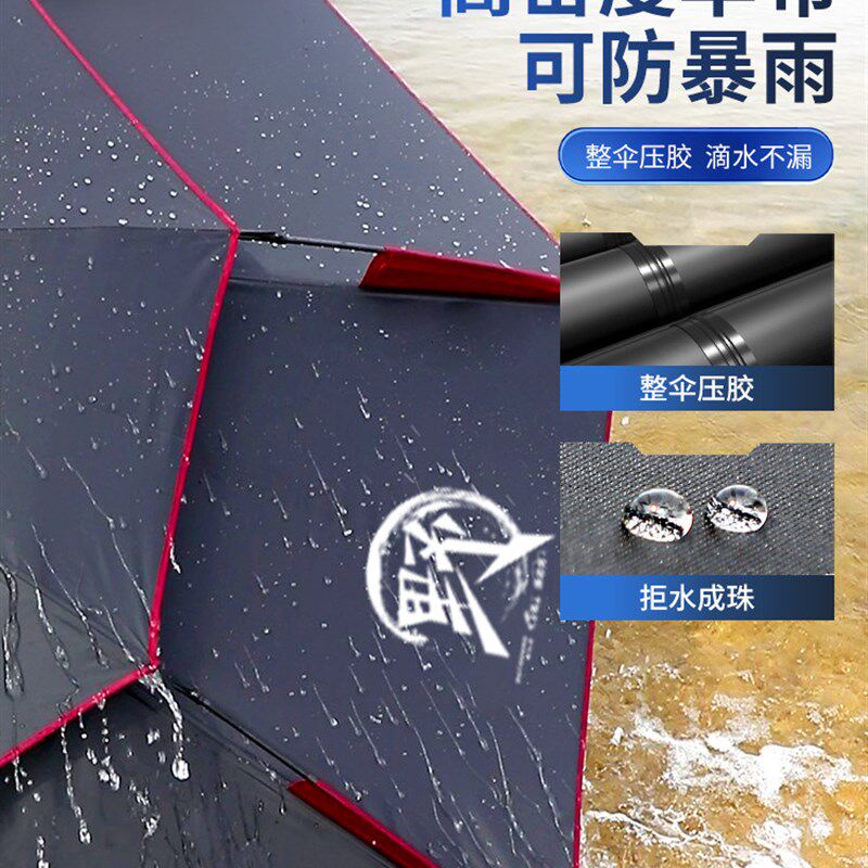新款大钓伞万向户外遮阳伞防雨防晒加厚黑胶拐杖伞野钓专用钓鱼伞