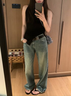 留下 1992  被催着要的低腰直筒牛仔裤女 版型不挑人百搭显瘦长裤