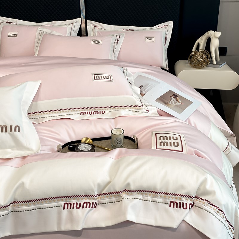 轻奢A类母婴级200支纯棉四件套高档C刺绣被套100 全棉床笠床上用