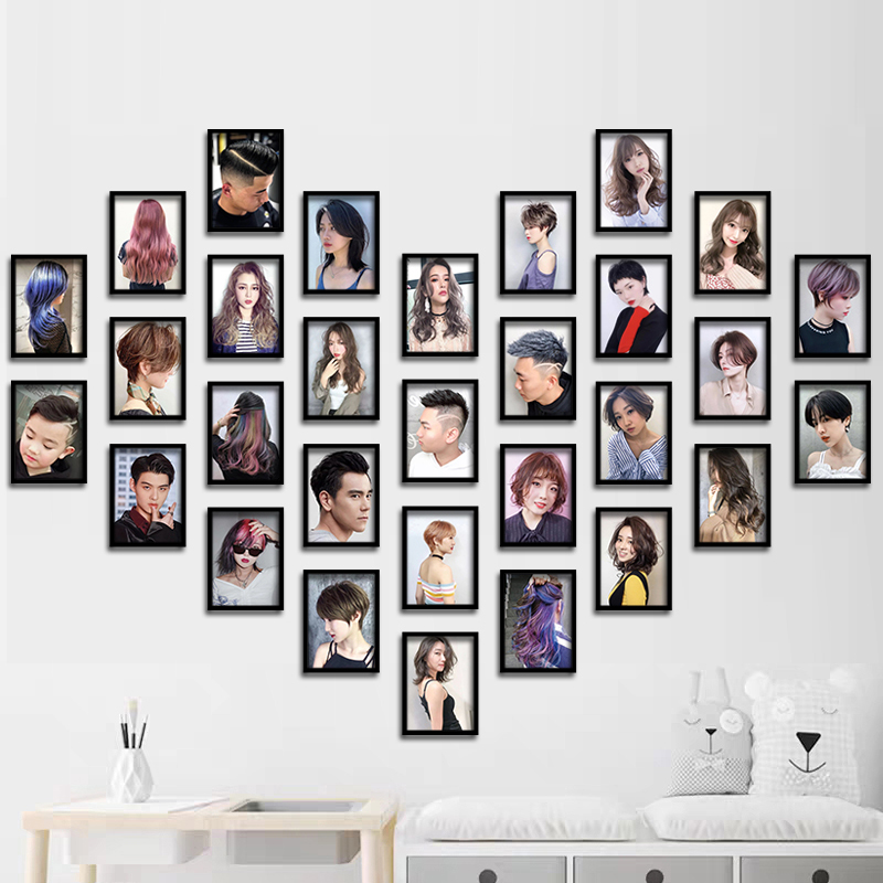 美发墙面装饰相架心形创意相框发型图片挂画照片画框像框爱心相册