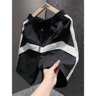 休闲短裤 男士 宽松直筒运动速干沙滩裤 美式 2025夏季 拼色五分裤 新款