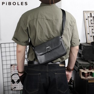 植鞣牛皮斜挎包复古单肩包男女款胸包真皮轻便复古邮差包小背包潮