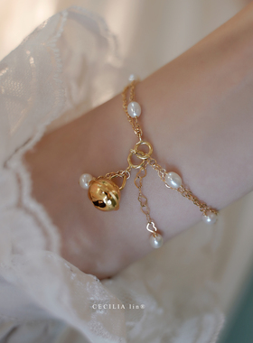 赛赛莉安设计 赠尔只铃铛天然小珍珠吊坠单坠diy可挂手链项链脚链