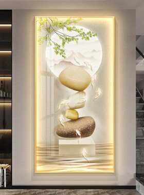 石来运转轻奢leld带灯入户玄关装饰画走廊过道简约现代挂画高级感