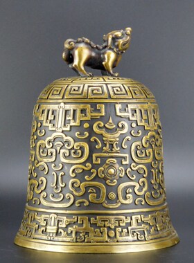 黄铜钟摆件纯铜东皇钟铃铛古典家居客厅摆设仿古铜器工艺品