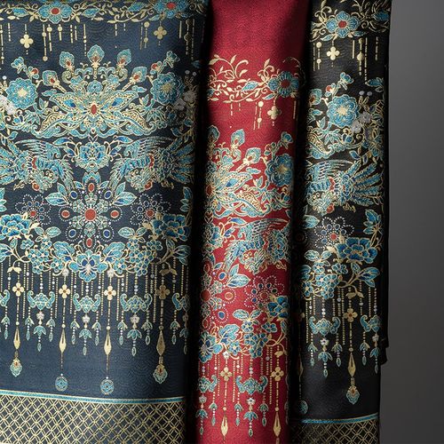 翎光翠色马面裙织金妆花面料新中式汉服明制中国风襦裙提花面料